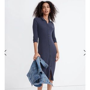Petite Button Front Midi shirt dress